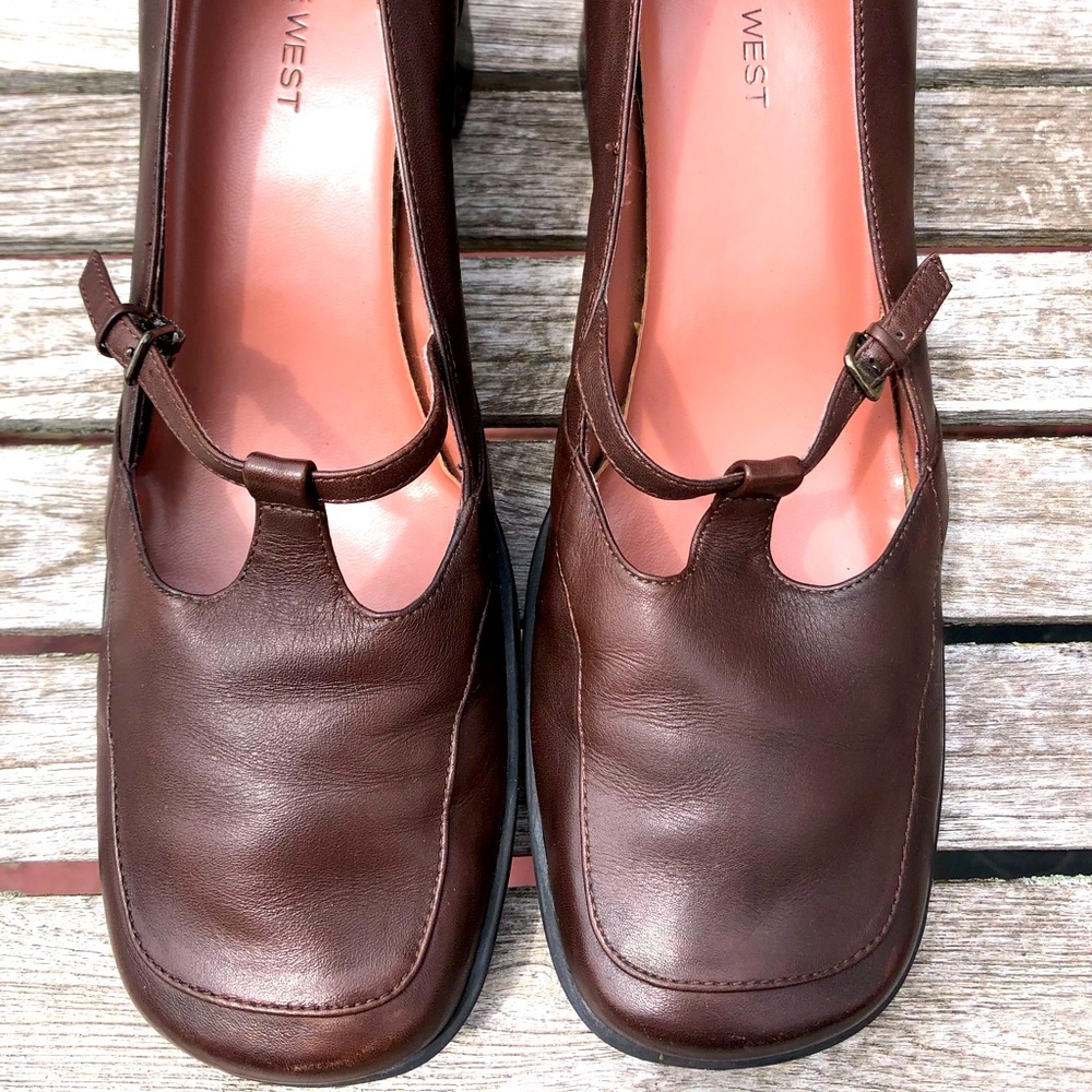 Nine West Leather T-Strap Mary Janes - Size 10
